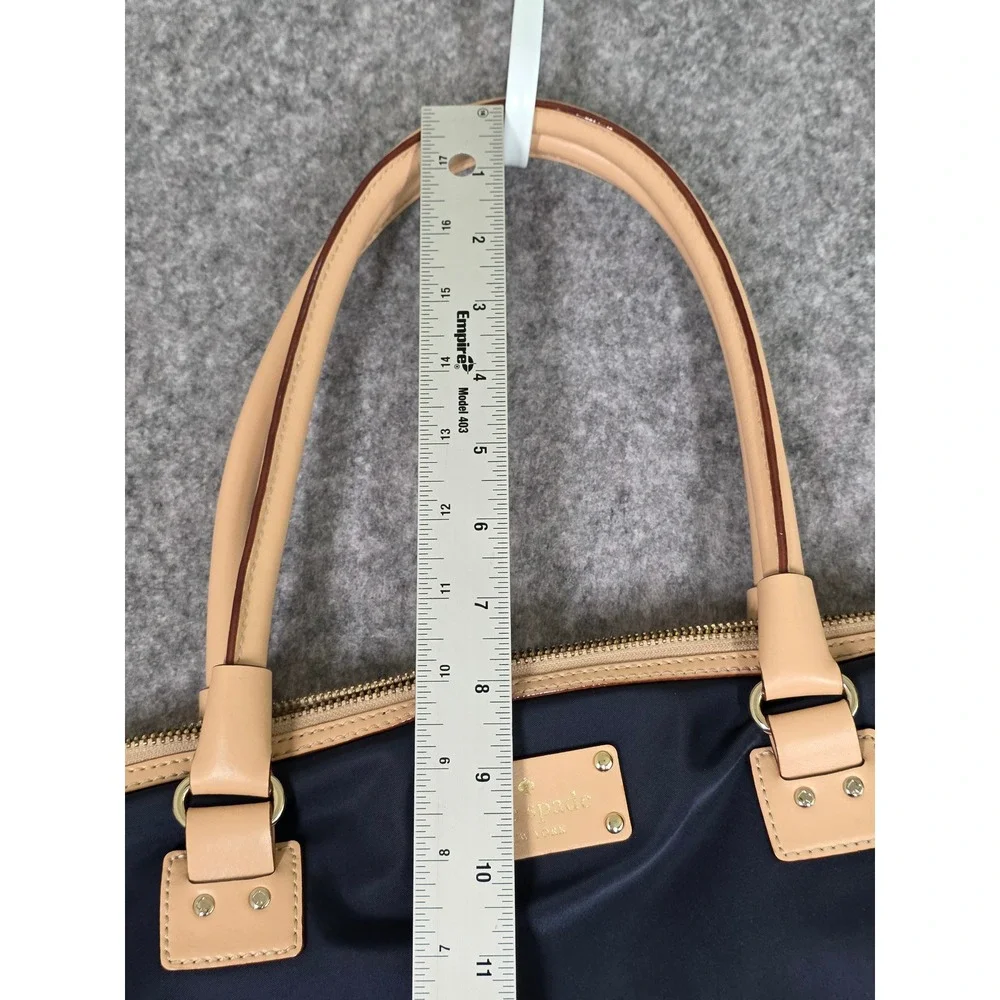 Kate Spade Kennedy Park Calista Laptop Bag‎ Navy Blue Nylon Leather Trim Lined